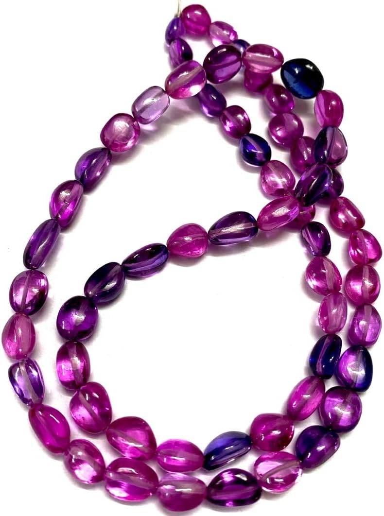 Natural Purple Sapphire Corundum Nuggets Smooth Beads 6-8 MM 20 inch Long String Jewelry Making Gemstone Beads for Necklace Bracelet