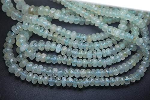 14 Inch Strands, Natural Aquamarine Faceted Rondells,5-7.5mm Code-HIGH-64260