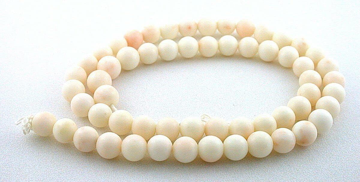 Vintage 7mm to 7.9mm Round Genuine Italian Angel Skin Coral 16 Inch Bead Strand