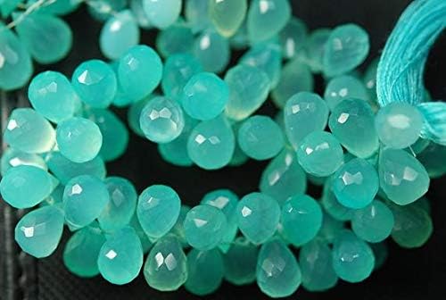 7 Inches, Super Finest, Aqua Chalceny Faceted Drops Briolettes 10-11mm Large Size Code-HIGH-65632