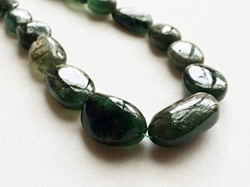 9 inch Strand of Natural Emerald 5-20 mm Oval Smooth Beads for Jewelry Making - Emerald Beads, Emerald Plain Oval Nuggets, Original Green Emerald, Emerald Necklace, 5-20mm, 9 inch, 24 pcs