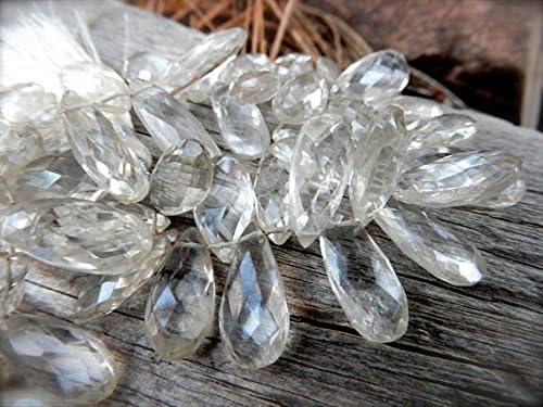 13 inch natural beads strand of 18x8mm faceted teardrop clear quartz gemstone briolletes beads for DIY jewelry - necklace, bracelet, earring, ring.
