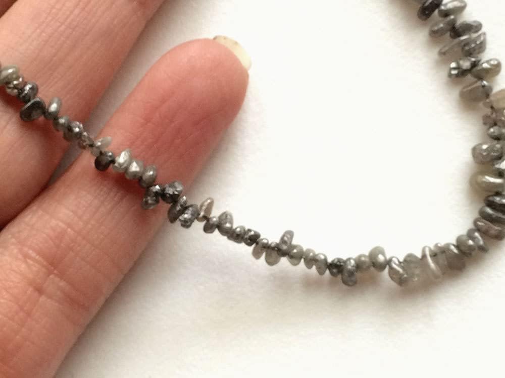 2.5mm - 6.5.mm Gray Rough Diamond Tumbles, Gray Raw Diamond Beads, Gray Diamond Drilled, Loose Diamonds, Diamond For Jewelry (3.5IN To7IN), 2.5 MM - 6.5 MM