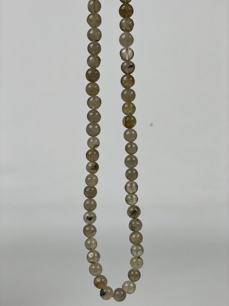 Natural Natural Golden Rutile Quartz rondella Smooth Beads 7-8mm 18 inch Long String Jewelry Making Gemstone Beads for Necklace Bracelet