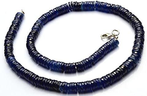 Beads Gemstone 1 Strand Natural Blue Sapphire 7MM Micro Faceted Heishi Beads 16 Inch Long Long Code-HIGH-11571