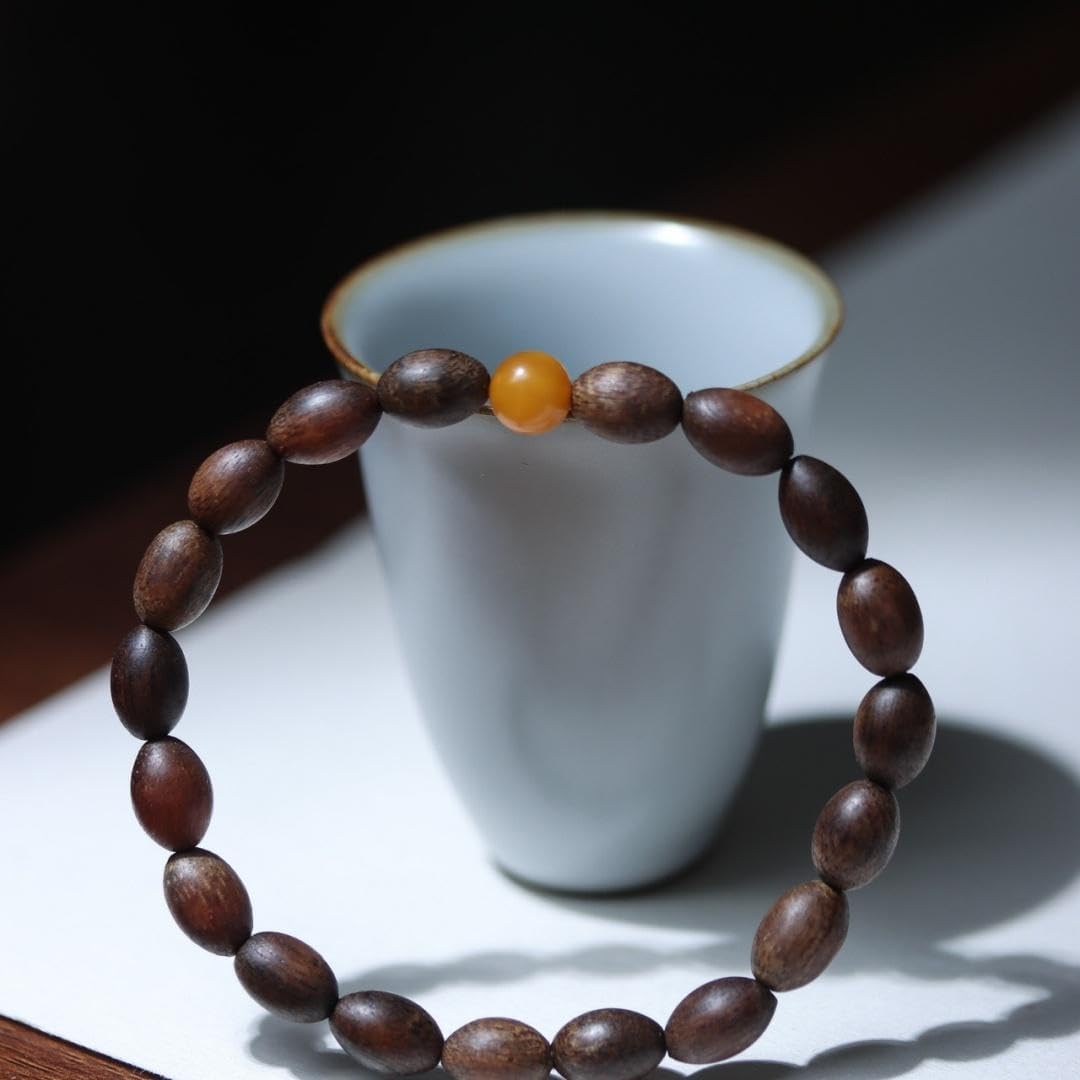 Hainan Green Agarwood Full Oil Sinking Grade Rice Beads 7×9 * 20 Pieces Sweet Floral Honey Scented Bracelet Candy Knot