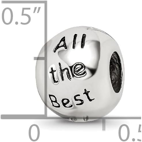 Sonia Jewels Solid 925 Sterling Silver Heart Reflections Enamel & Crystal All The Best Bead (10mm x 10.9mm)