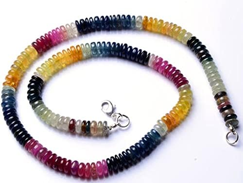 Beads Gemstone 1 Strand Natural Multicolor Sapphire 7MM Approx Smooth Heishi Beads 17.5 Inch Long Long Code-HIGH-11664