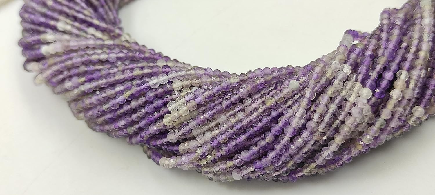 Hanumat Gems Lot of 10 Strands Natural Amethyst Micro Cut Faceted Rondelle Beads,Amethyst Faceted Beads,Amethsyt Rondelle Bead,Amethyst Micro Cut Bead,2-2.5MM Beads,13 Inches Strand.