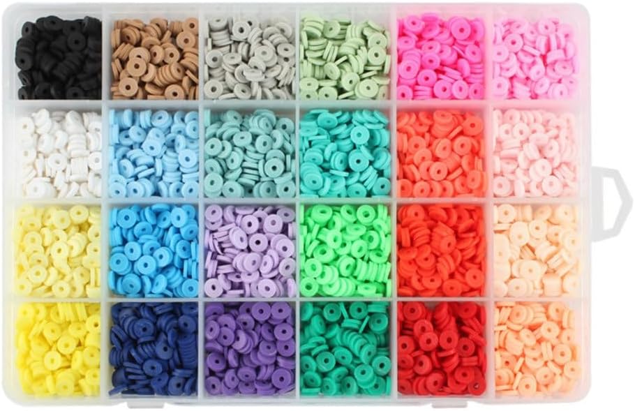 Soft Pottery Beads 6mm Thin Flakes Colorful Discs Bohemian DIY Jewelry Accessories 24 Grids