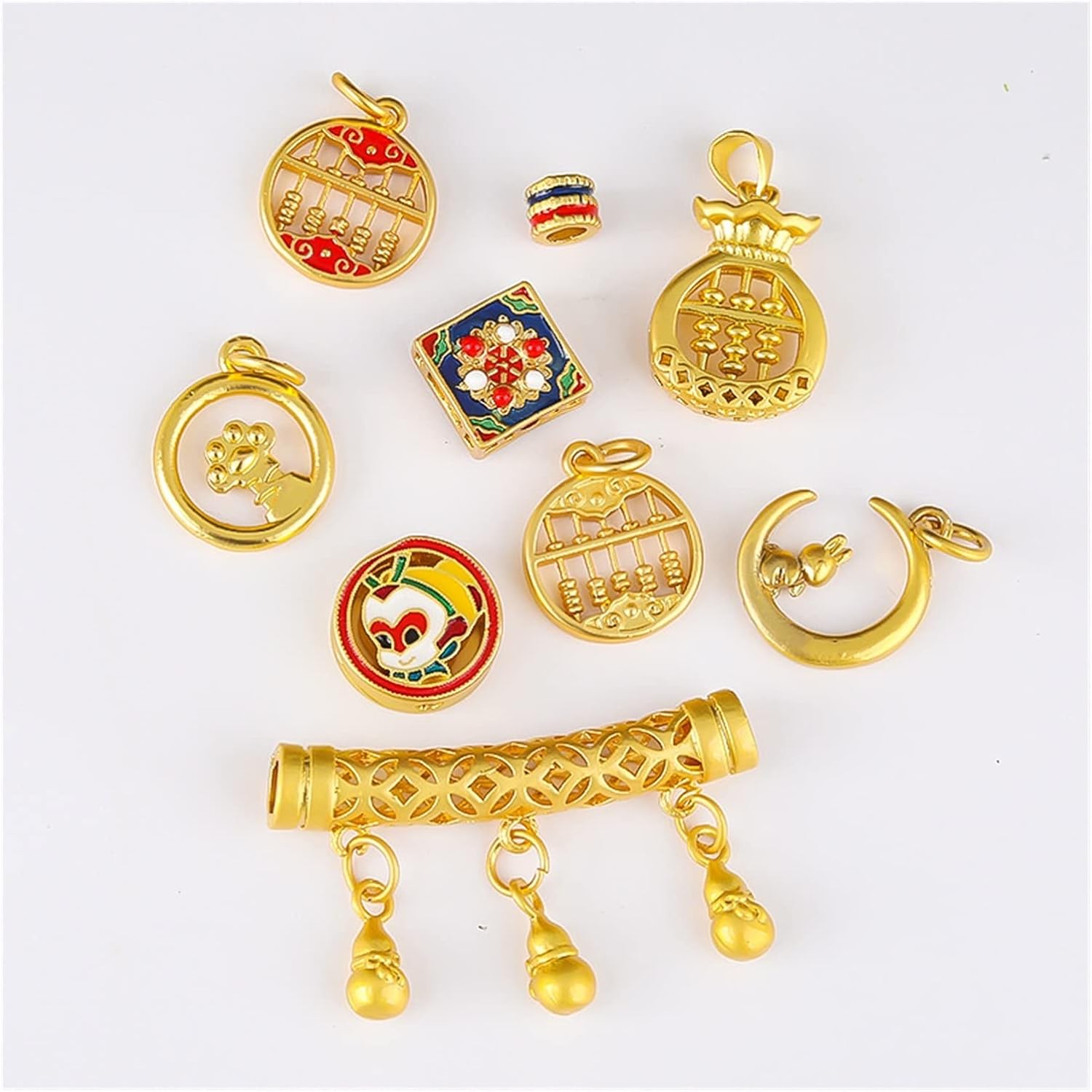Oil Drip Pendant DIY Bracelet Necklace Bend Tube Gourd Set Spacer Beads Sand Gold Accessories