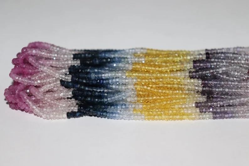 Multi Sapphire Faceted Rondelle Beads 3.5 mm Multi Rainbow Beads Multi Sapphire Beads Wholesale Beads Sapphire Multi Beads