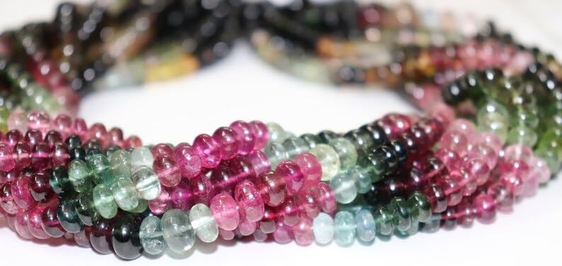 Multi Tourmaline Smooth Rondelle Beads 6.5-7 mm Tourmaline Bead Multi Tourmaline Rondelle Beads Plain Tourmaline Beads Beads for Making Jwelery