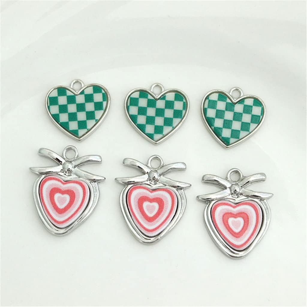 Plaid Love Jewelry Pendant Handmade DIY Earrings Gradient Strawberry Accessories Material(Gray)
