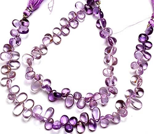 8 inch Strand of Natural Brazilian Amethyst 7x5-9x6 mm pear Smooth briolette Beads for DIY Jewelry Making. |BRIO_01224