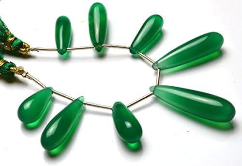 13 inch natural beads strand of 16-29mm smooth drop green chalcedony gemstone briolletes beads for DIY jewelry - necklace, bracelet, earring, ring.