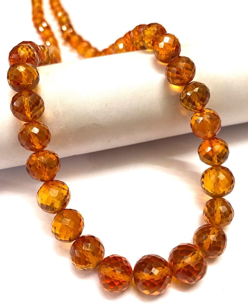 Natural PADPARADSCHA Sapphire roundelle facated Beads 7-9 MM 18 inch Long String Jewelry Making Gemstone Beads for Necklace Bracelet