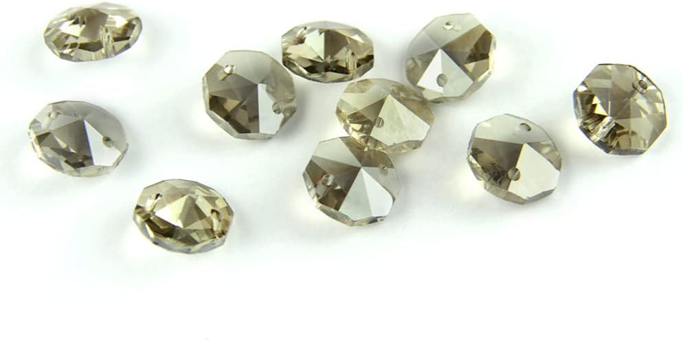 Hanging Crystals Prisms 14mm Octagon Beads in 1 Hole/2 Holes Cut&Faceted Glass Strand Garland Curtain Beads Hangings Crystals for Decoration(1 Hole,1000pcs)