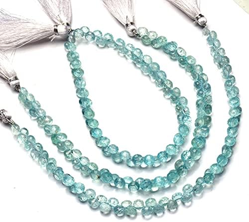 8 inch Strand of Natural Aquamarine 6mm Onion Faceted briolette Beads for DIY Jewelry Making. |BRIO_00631