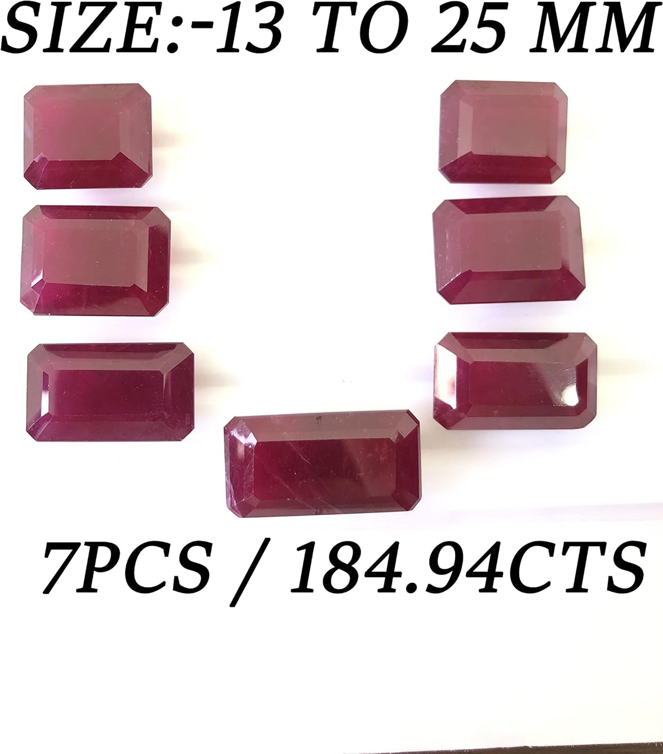 184.94 Ct Deep Red Ruby Octagon Shape Size 13 To 25 mm Emerald Cut Fine Wholesale 7 Pieces Lot Loose Gemstone For Making Necklace Jewelry