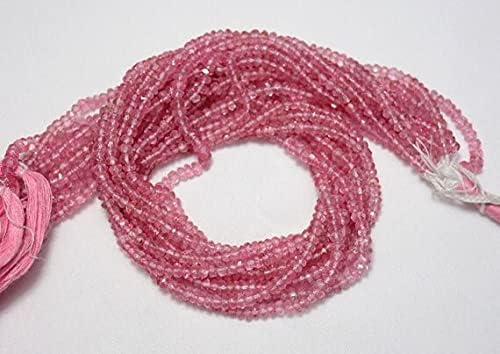 5 Strands Pink Topaz Color Coated Bead, Pink Topaz Faceted Rondelle Beads, Gemstone Beads, 3mm Beads, 13.5 Inch