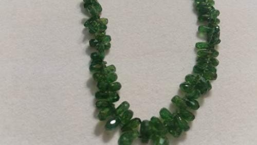13 inch natural beads strand of 3x5mm faceted drop tsavorite gemstone beads for DIY jewelry - necklace, bracelet, earring, ring.
