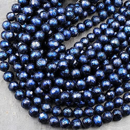 13 inch Strand of Natural gem Freshwater Pearl, 10 mm Round Faceted Beads for DIY Jewelry Making. | Beads_03837