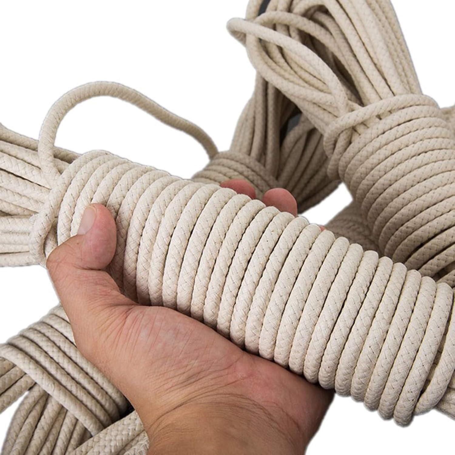 Cotton String Ball, Elastic cord, thread beading string,Flag Rope Cotton Beige 100m,Flag Pole Halyard Rope Strong Durable,Multi-purpose Cotton Rope for Outdoor Hanging Clothes,Travel Tying,Garden,Beig