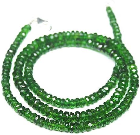 Natural Chrome Green Diopside Faceted Rondelle Micro Gemstone Craft Loose Beads Necklace 18 Inch Long 4.5mm Code-HIGH-26570