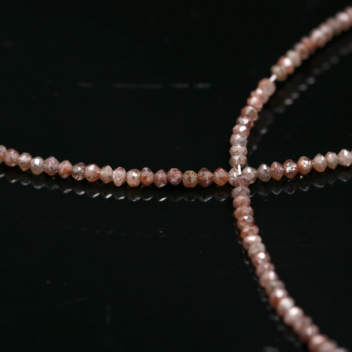 Natural Red Pink Diamond Faceted Beads Rare Diamond Rondelle Beads Strand for Jewelry Making