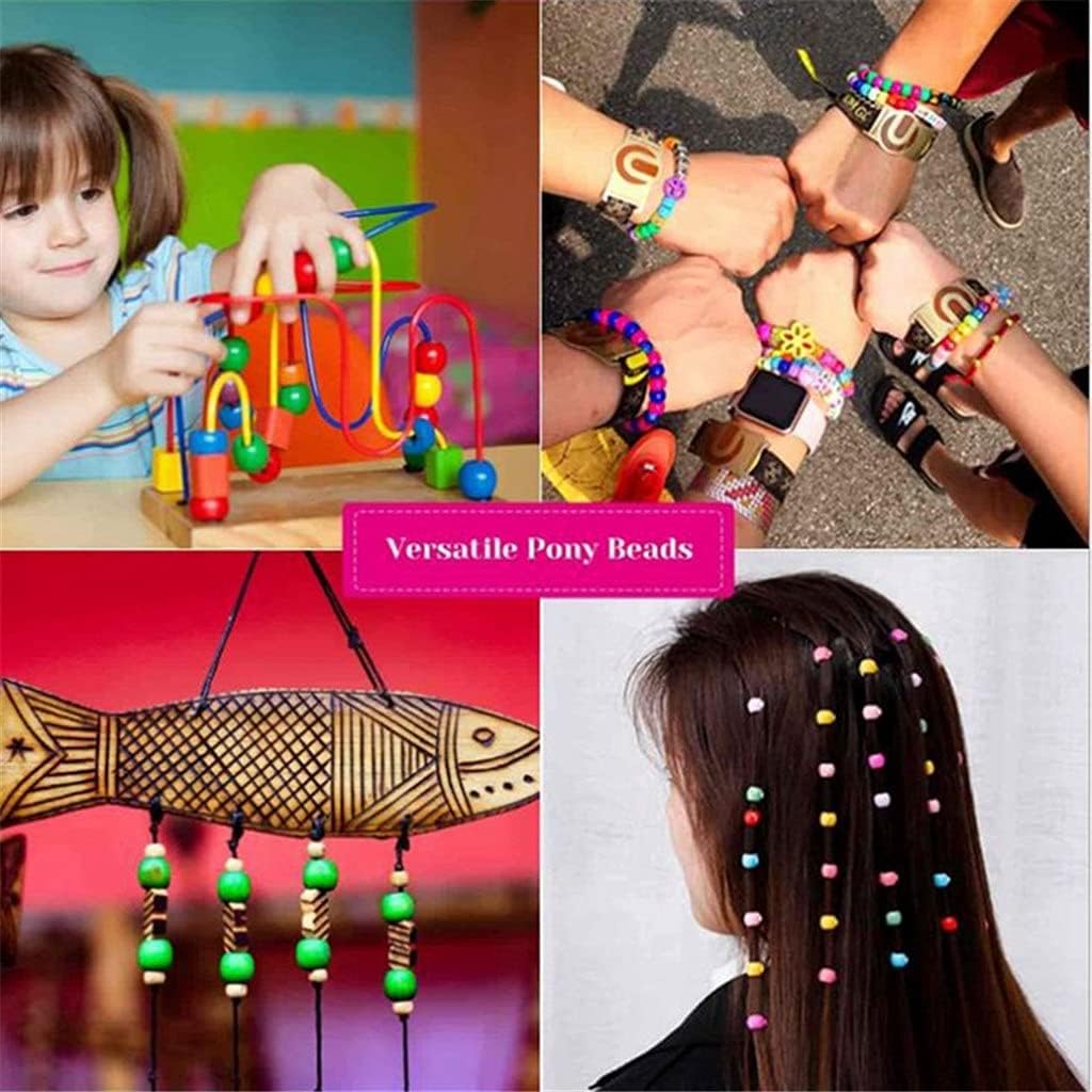 1000Pcs/Box Acrylic Letter Bead Barrel Bead Accessories 8 Color Elastic Line DIY Bracelet Material