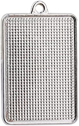 OP 100Pcs 5 Styles Double Sided Pendant Trays with Bright Glass Cabochon Dome Tiles for Crafting DIY Jewelry Gift Making T123