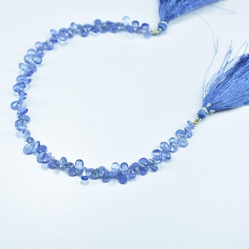 Natural Tanzanite pear Faceted Beads 3.5X5.5-4X6.5mm 8 inch Long String Jewelry Making Gemstone Beads for Necklace Bracelet