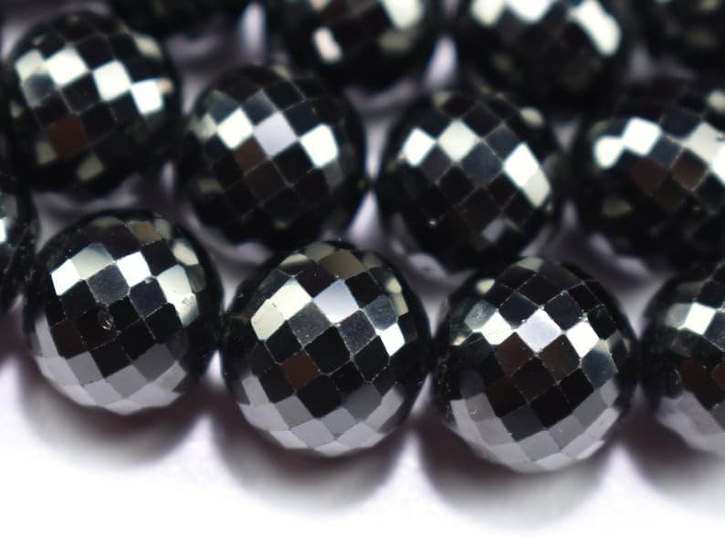 Natural Black Spinel roundella Faceted Beads 11 mm 10 inch Long String Jewelry Making Gemstone Beads for Necklace Bracelet