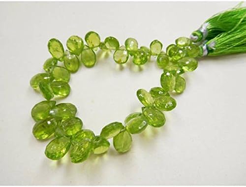 13 inch natural beads strand of 6x9-7x10mm faceted pear peridot gemstone briolletes beads for DIY jewelry - necklace, bracelet, earring, ring.