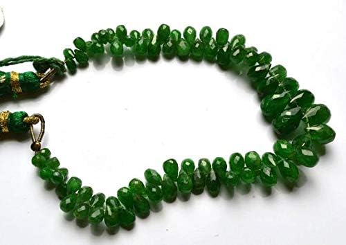 1 Strand Natural 6.5 inches Full Strands Green Garnet tsavorite Faceted Drop Shape Briolettes Beads Super 3 to 10 MM Code-HIGH-28828