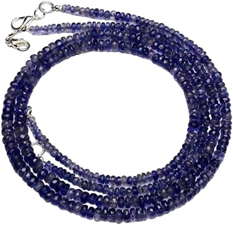Hand_Crafted 26 Inch Natural Iolite 3-6 mm rondelle Faceted Beads for Jewelry Making YO-NECK-21313