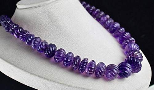 LOVEKUSH LKBEADS Natural Amethyst Carved Melon Beads Necklace 21INCHES 26MM to 12MM Code-HIGH-46379