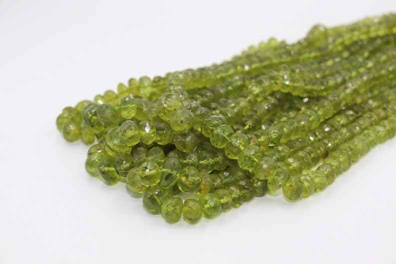 Natural Peridot Faceted Rondelle Beads 6-10mm Green Peridot Rondelle Wholesale Beads Strand for Jewelry Making Craft
