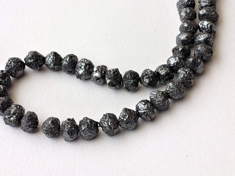 5-7mm Black Raw Diamond Beads, Black Diamond Rondelles, Diamond Beads, Black Diamond Rondelle For Necklace (4IN To 16IN Options)- PPD175, 5-7 MM