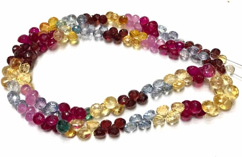 Natural Multi Onion Faceted Beads 4x6 18 inch Long String Jewelry Making Gemstone Beads for Necklace Bracelet