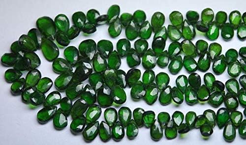 7 Inches Strand, AAA Super Rare Green Chrome Diopside Faceted Pear Shape, Size 7-8mm Code-HIGH-55957