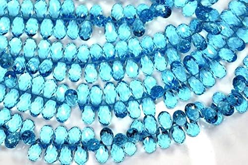 7 Inch 10-11mm Vivid Sky Blue Topaz Quartz Micro Faceted Tear Drops Briolette Beads Code-HIGH-59978