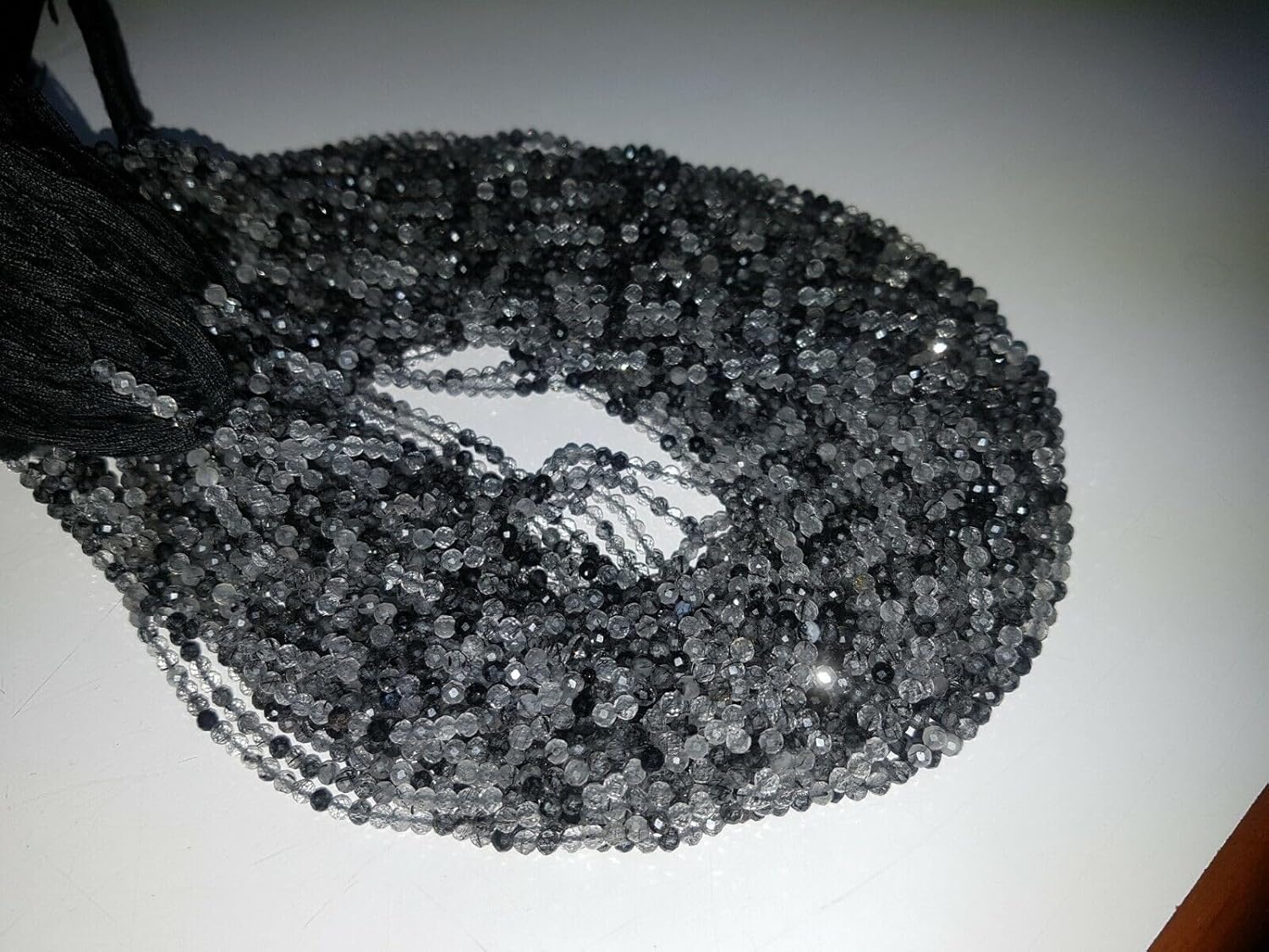 Black Rutiled 10str LOT Laser Faceted rondelle Gemstone Bead for Jewelry 2.8-3mm 10 Strand CHIK-STRD-86604