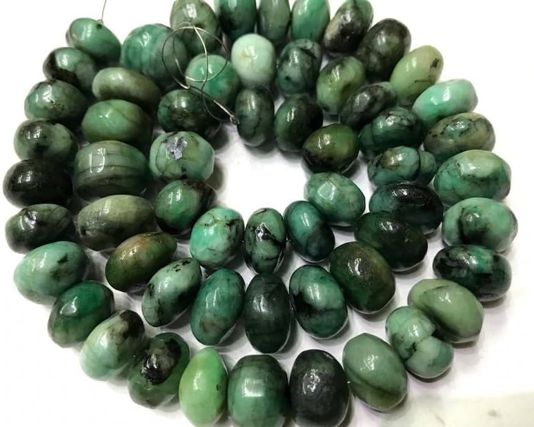 Natural Emerald RONDELLE soomth Beads 10x12mm 19 inch Long String Jewelry Making Gemstone Beads for Necklace Bracelet