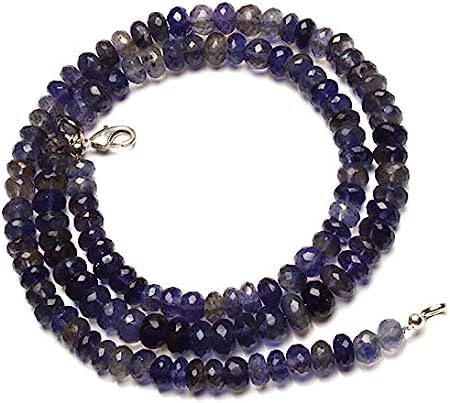 Hand_Crafted 20 Inch of Natural Iolite 7 mm rondelle Faceted Beads for Jewelry Making YO-NECK-19766