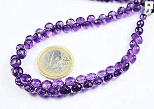 Natural Purple Amethyst Faceted Onion Drop Briolette Loose Gemstone Craft Beads Strand 9 Inch Long 6mm 4mm Code-HIGH-26466
