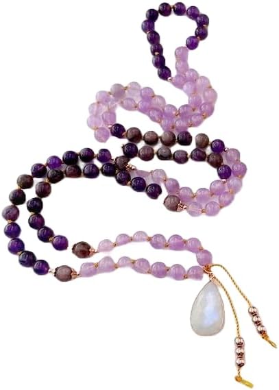 Natural Amethyst and Charoite 6mm 108 Mala Beads, Spiritual, Meditation Beads, Reiki, Japa Mala, Buddhist Prayer Beads, Yoga Bracelet, healing beads LKMALA-RRGU-2136