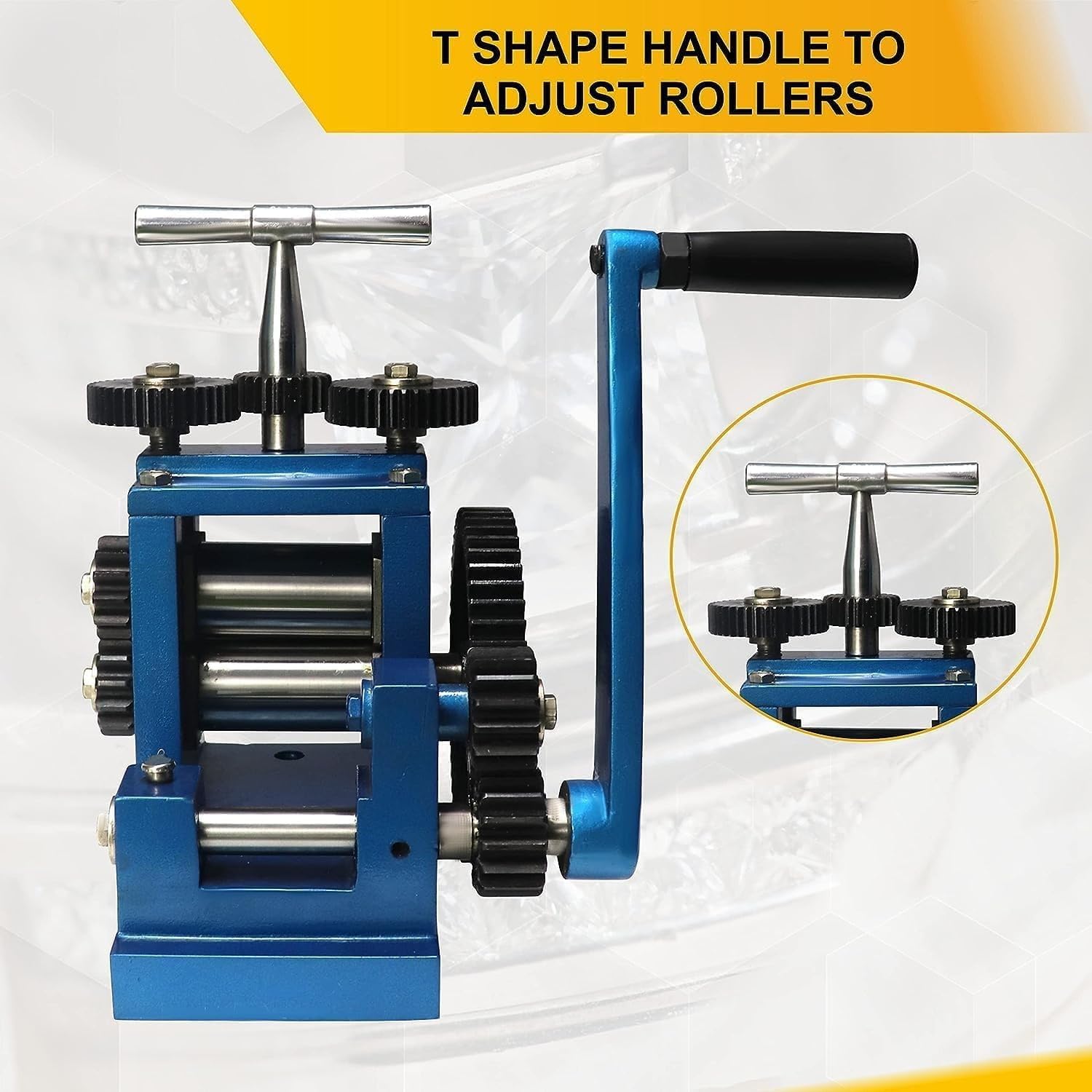 SIMOND STORE Rolling Mill Machine, 3 Inch (76 mm), 5 Rollers Combination Manual Rolling Mill for Jewelry Making, Tabletting Jewelry Tool for Metal Sheet and Wire