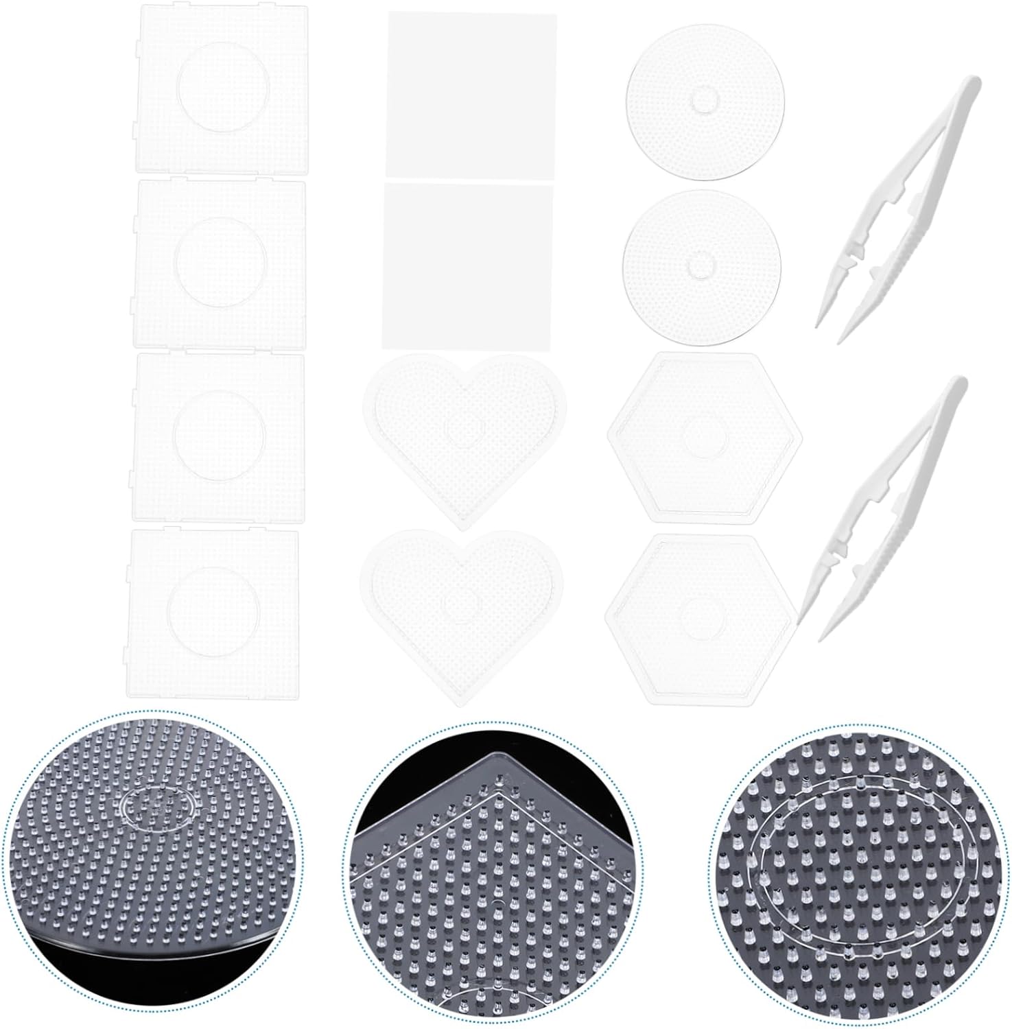 Lurrose 4sets Plastic Bead Pegboard Large Craft Beads Board Interlocking Shape Boards for Boys and Girls DIY Play and Decorations